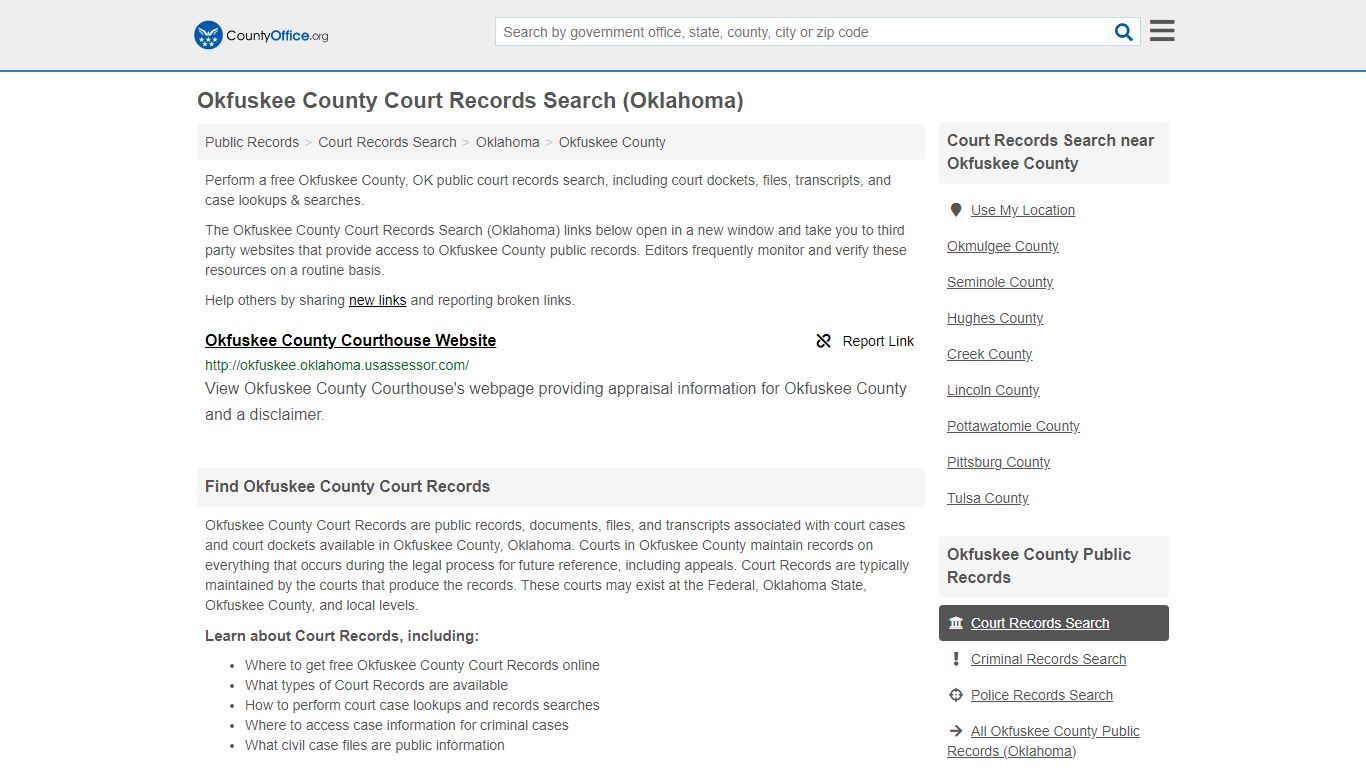 Court Records Search - Okfuskee County, OK (Adoptions ...