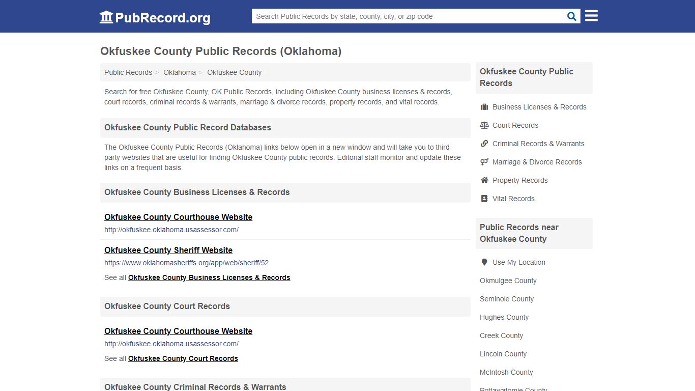 Free Okfuskee County Public Records (Oklahoma Public Records)